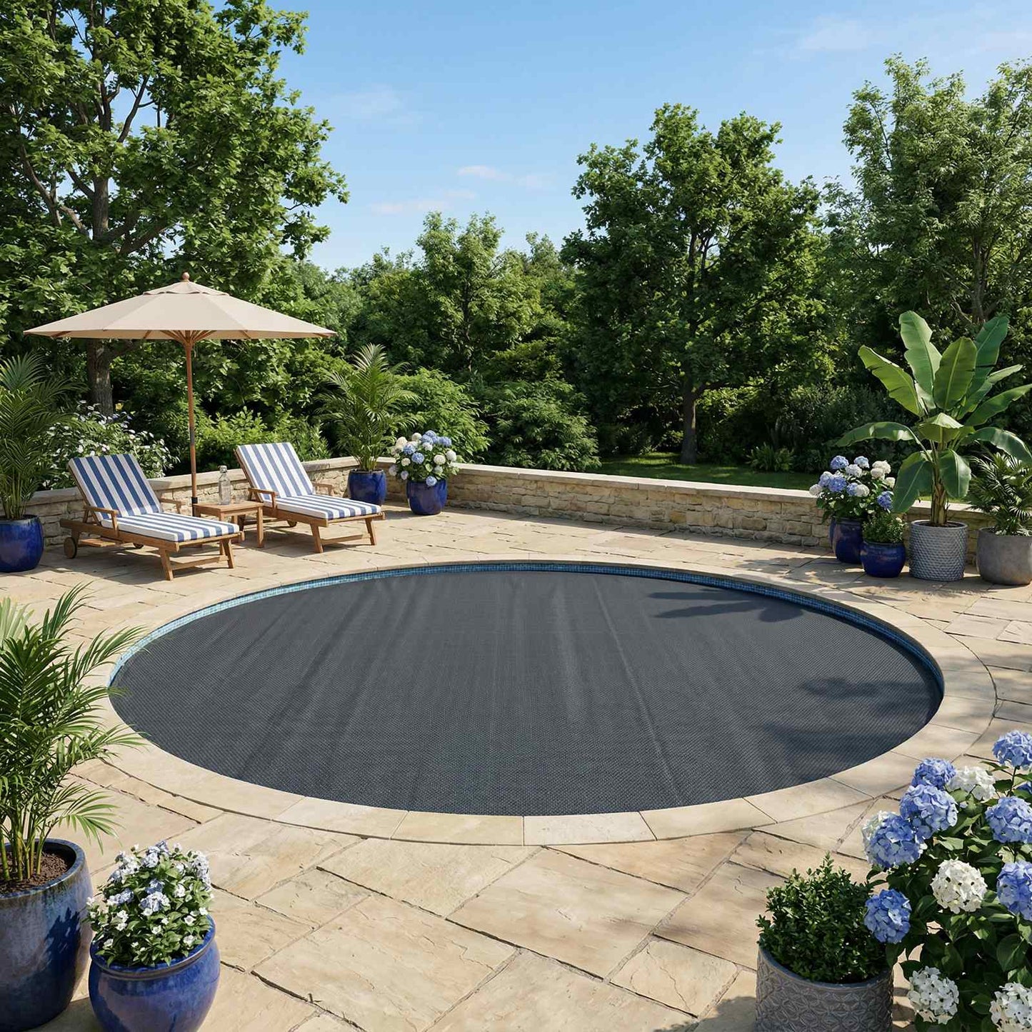 vidaXL Solar Pool Cover Heavy Quality Ø 455 cm 200 μm Round PE Black 1
