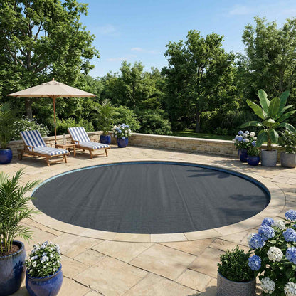 vidaXL Solar Pool Cover Heavy Quality Ø 455 cm 200 μm Round PE Black 1