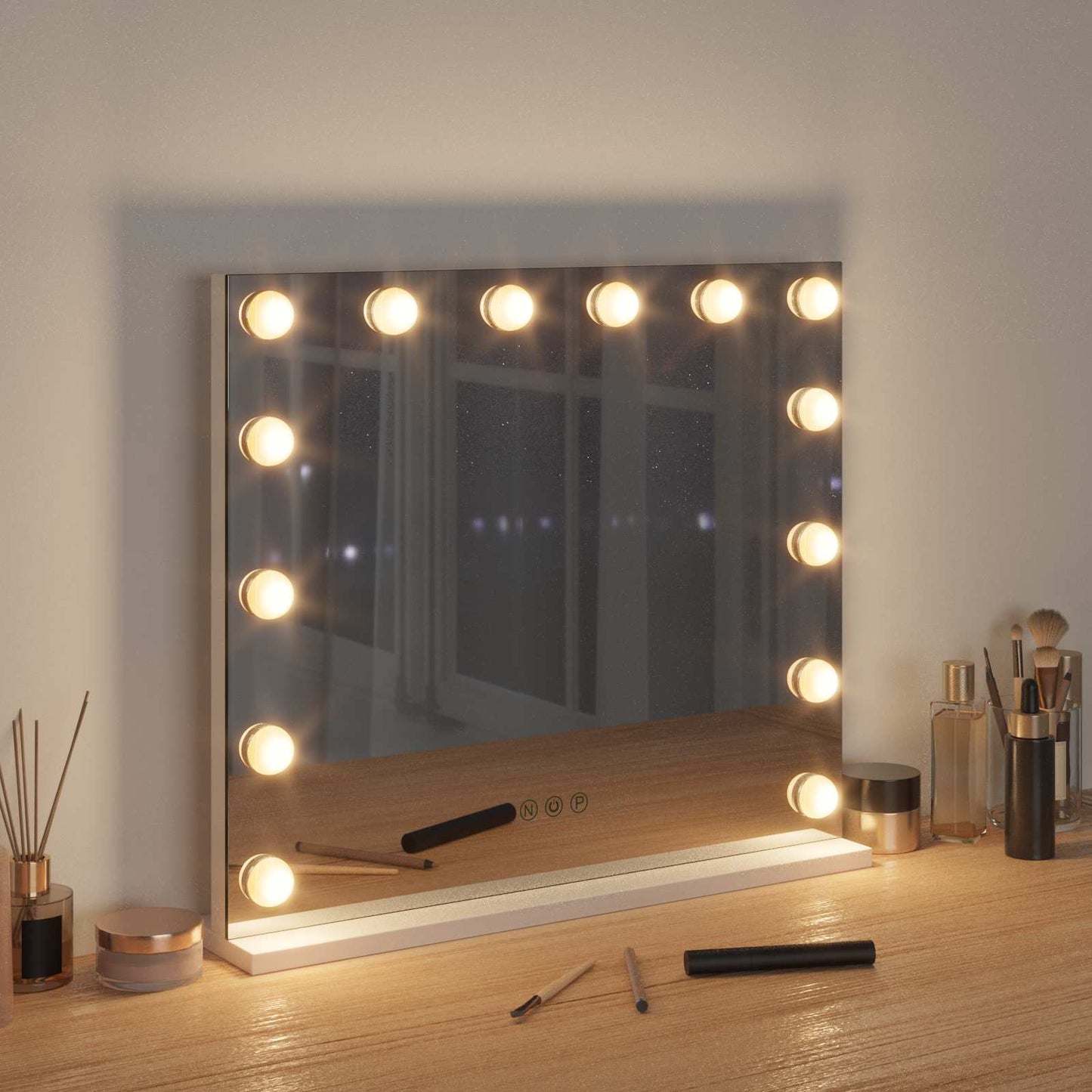 vidaXL LED Vanity Mirror White 50 x 10 x 44 cm Glass and Steel 3