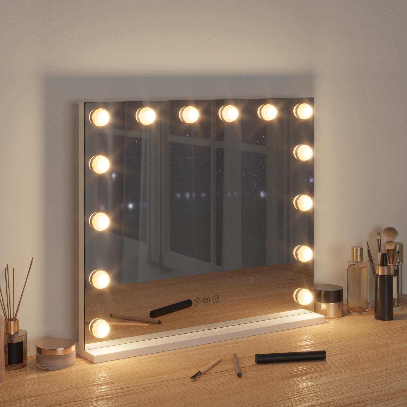vidaXL LED Vanity Mirror White 50 x 10 x 44 cm Glass and Steel 3