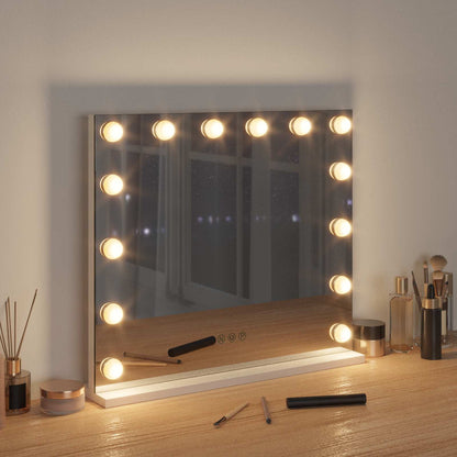 vidaXL LED Vanity Mirror White 50 x 10 x 44 cm Glass and Steel 3