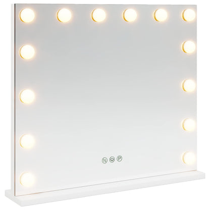 vidaXL LED Vanity Mirror White 50 x 10 x 44 cm Glass and Steel 2