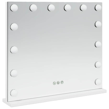 vidaXL LED Vanity Mirror White 50 x 10 x 44 cm Glass and Steel 4