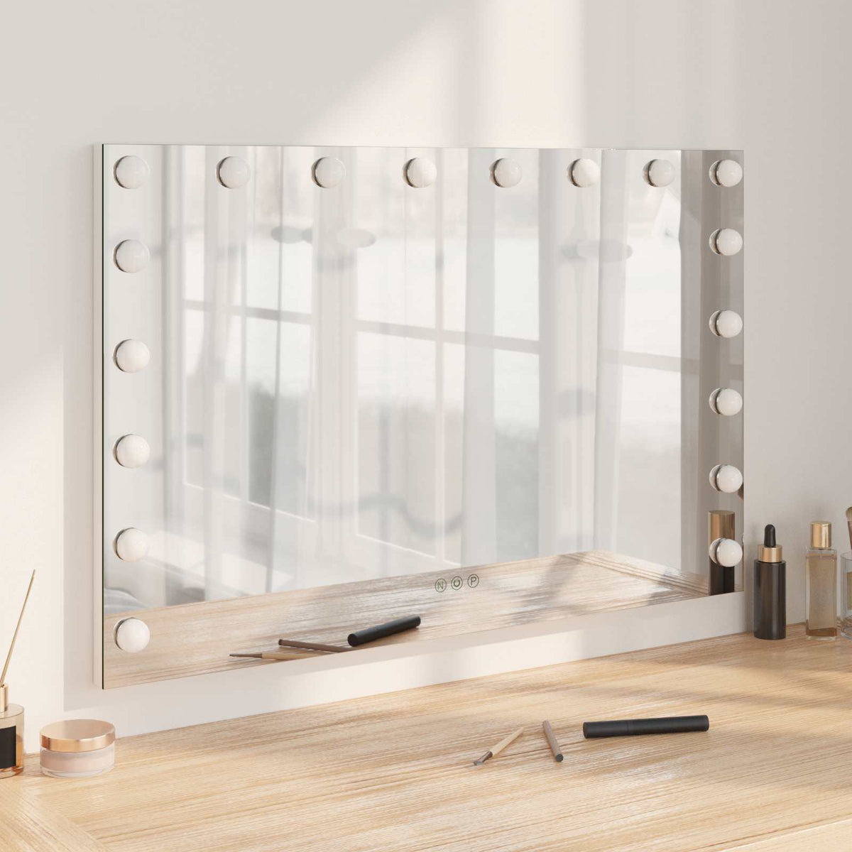 LED Vanity Mirror White 44 x 10 x 53 cm Glass and Steel 80 cm 52.5 cm