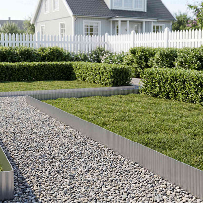 vidaxl Lawn Edging 20 m x 25 cm Galvanised Steel Silver 1