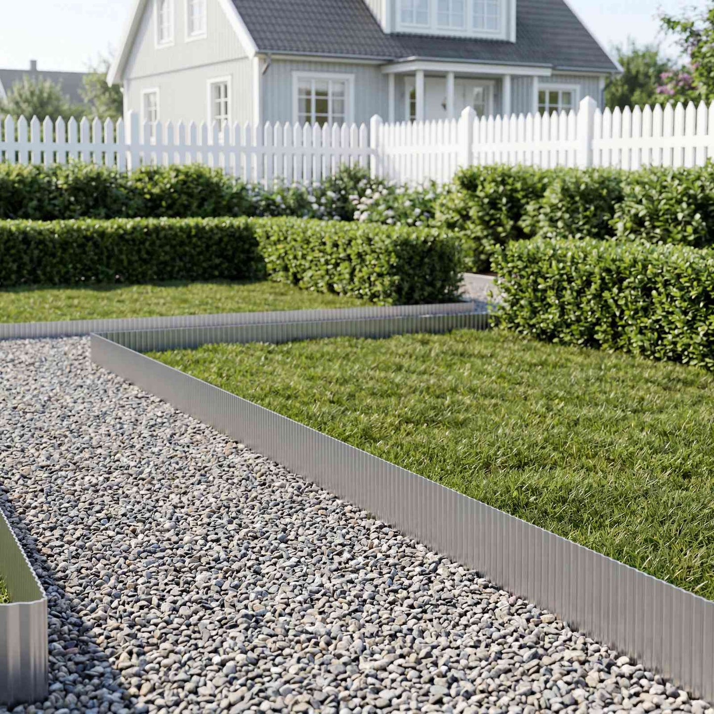 vidaxl Lawn Edging 20 m x 30 cm Galvanised Steel Silver 1