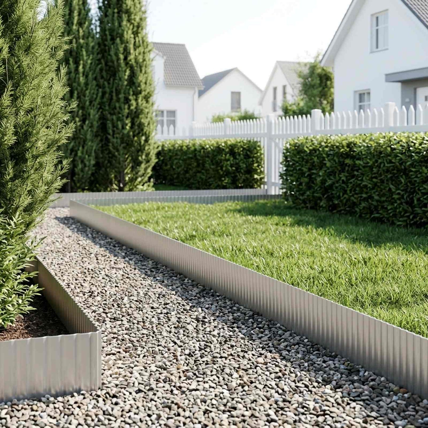 vidaxl Lawn Edging 20 m x 25 cm Galvanised Steel Silver 1