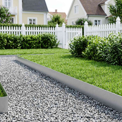 vidaxl Lawn Edging 20 m x 25 cm Galvanised Steel Silver 1