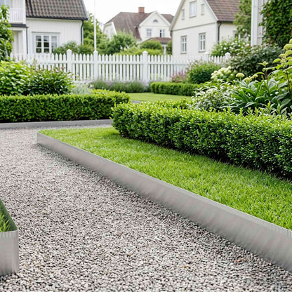 vidaxl Lawn Edging 10 m x 20 cm Galvanised Steel Silver 1