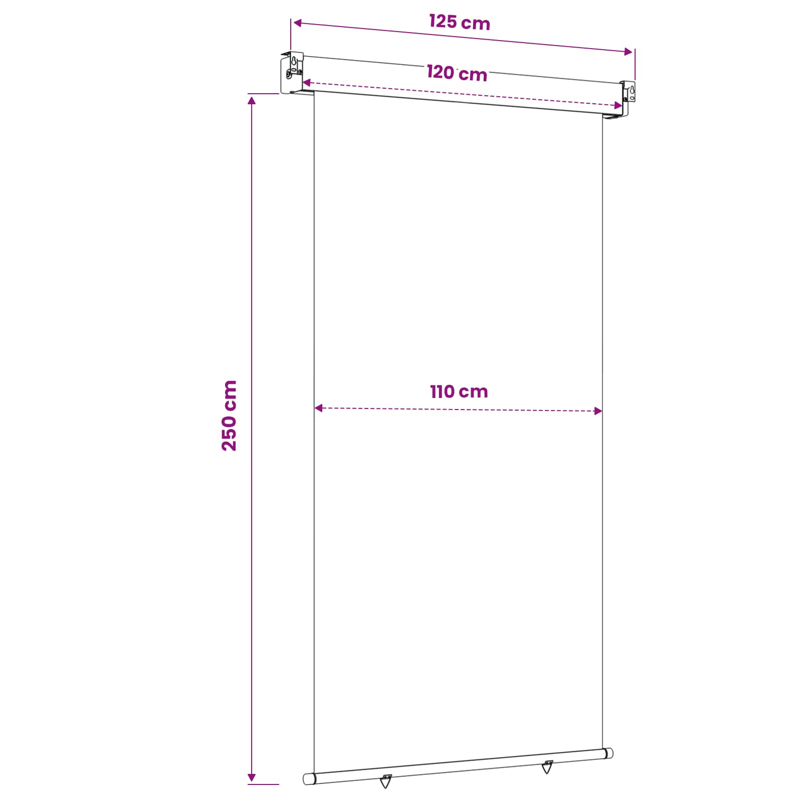 vidaXL Balcony Side Awning 117 x 250 cm 100% polyester iron steel 6