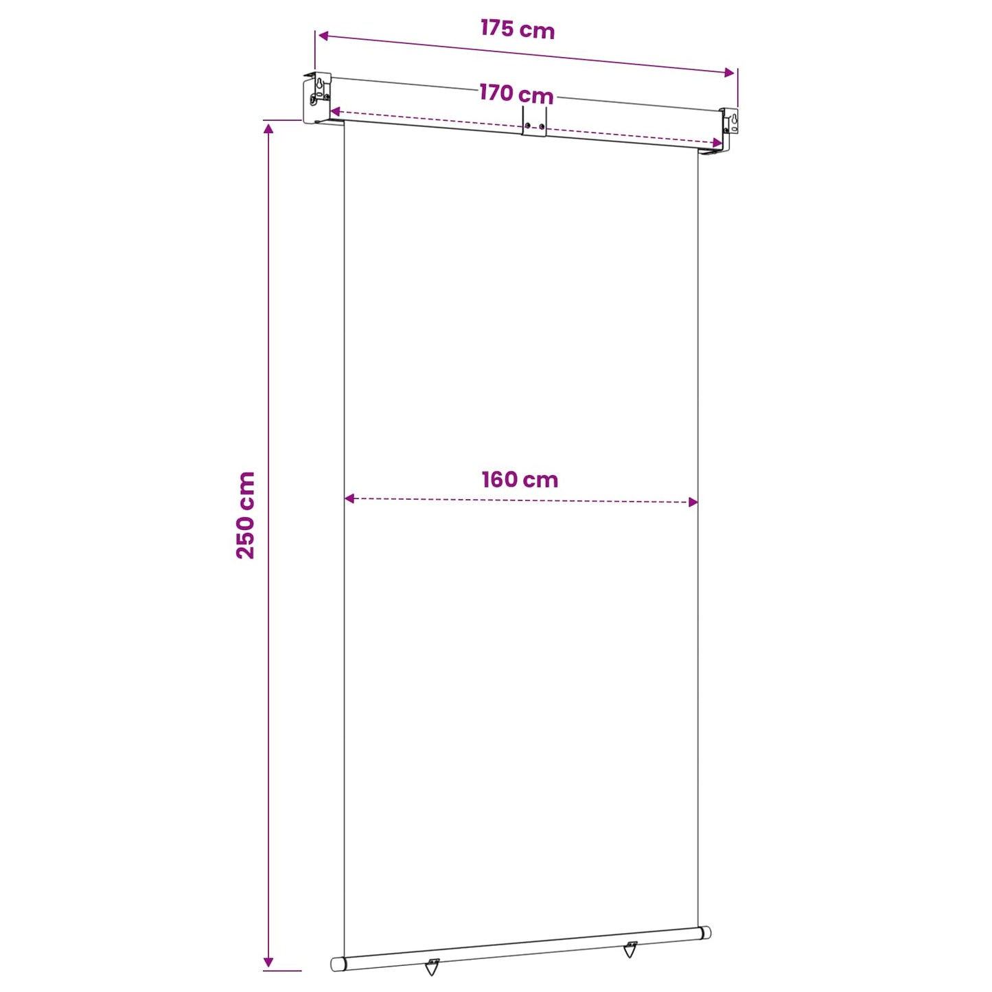 vidaXL Balcony Side Awning 170 x 250 cm 100% polyester iron steel 6