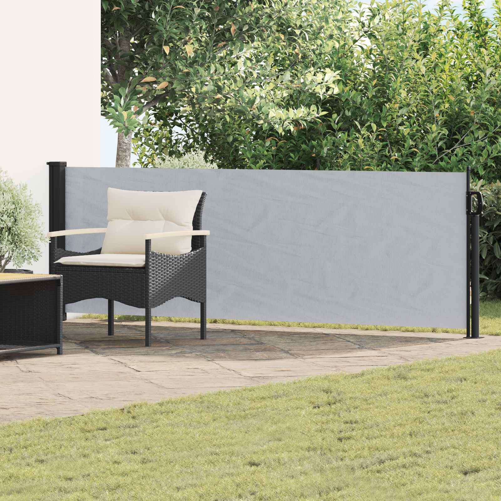 vidaXL Retractable Side Awning 300 x 100 cm Polyester Rectangular Grey 1