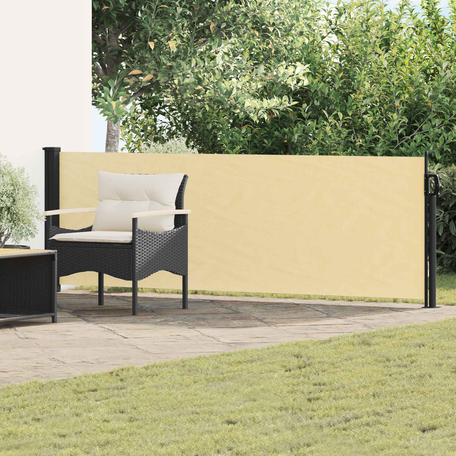 vidaXL Retractable Side Awning 300 x 100 cm Polyester Rectangular Sand 1