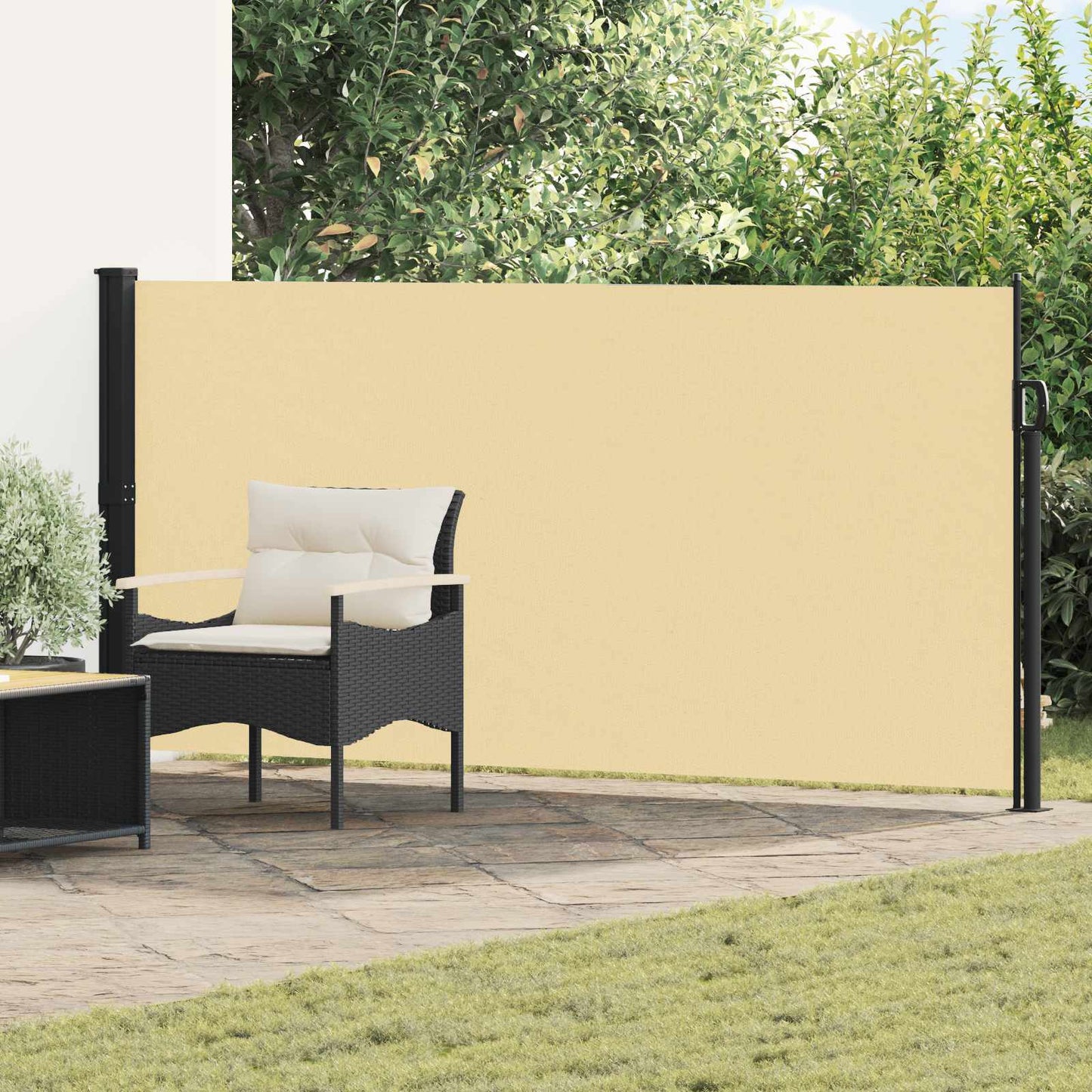 vidaXL Retractable Side Awning 300 x 140 cm Polyester Rectangular Sand 1