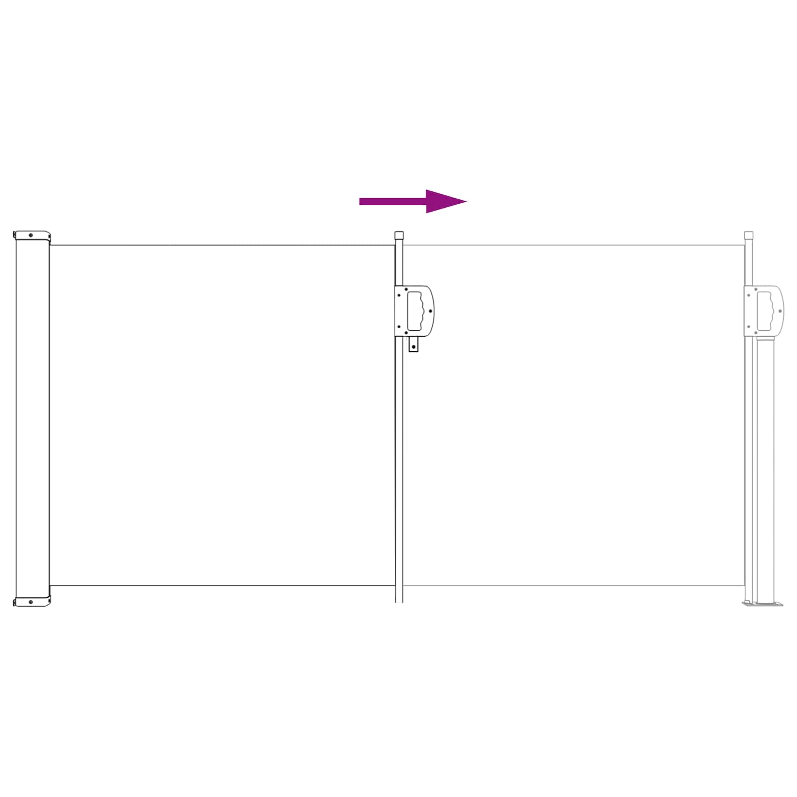 vidaXL Retractable Side Awning 500 x 100 cm Polyester Rectangular Grey 6