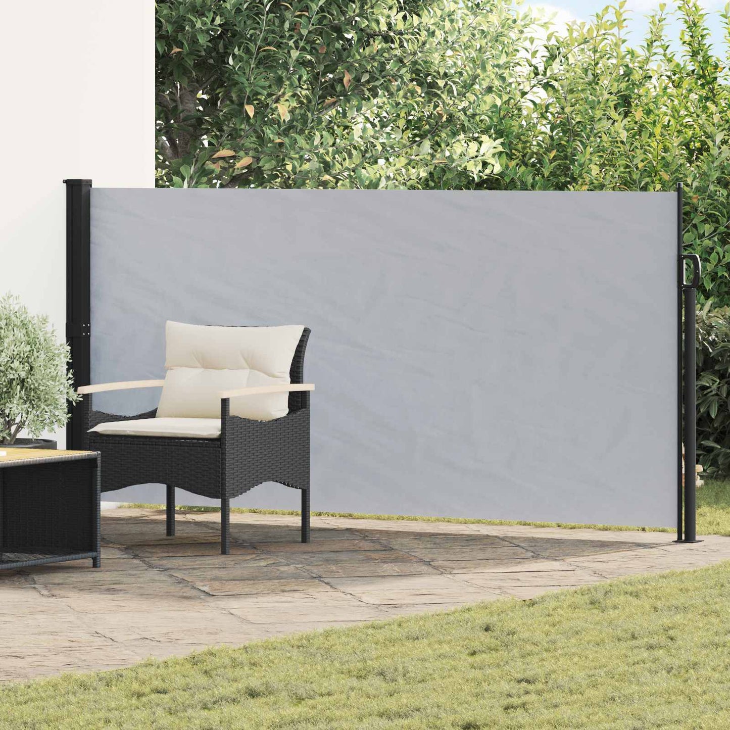 vidaXL Retractable Side Awning 600 x 120 cm Polyester Rectangular Grey 1