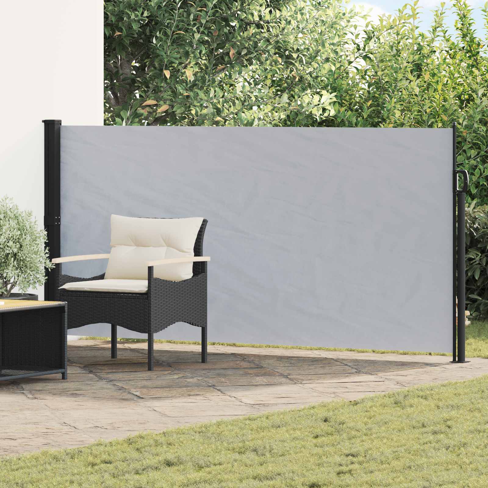 vidaXL Retractable Side Awning 600 x 120 cm Polyester Rectangular Grey 1