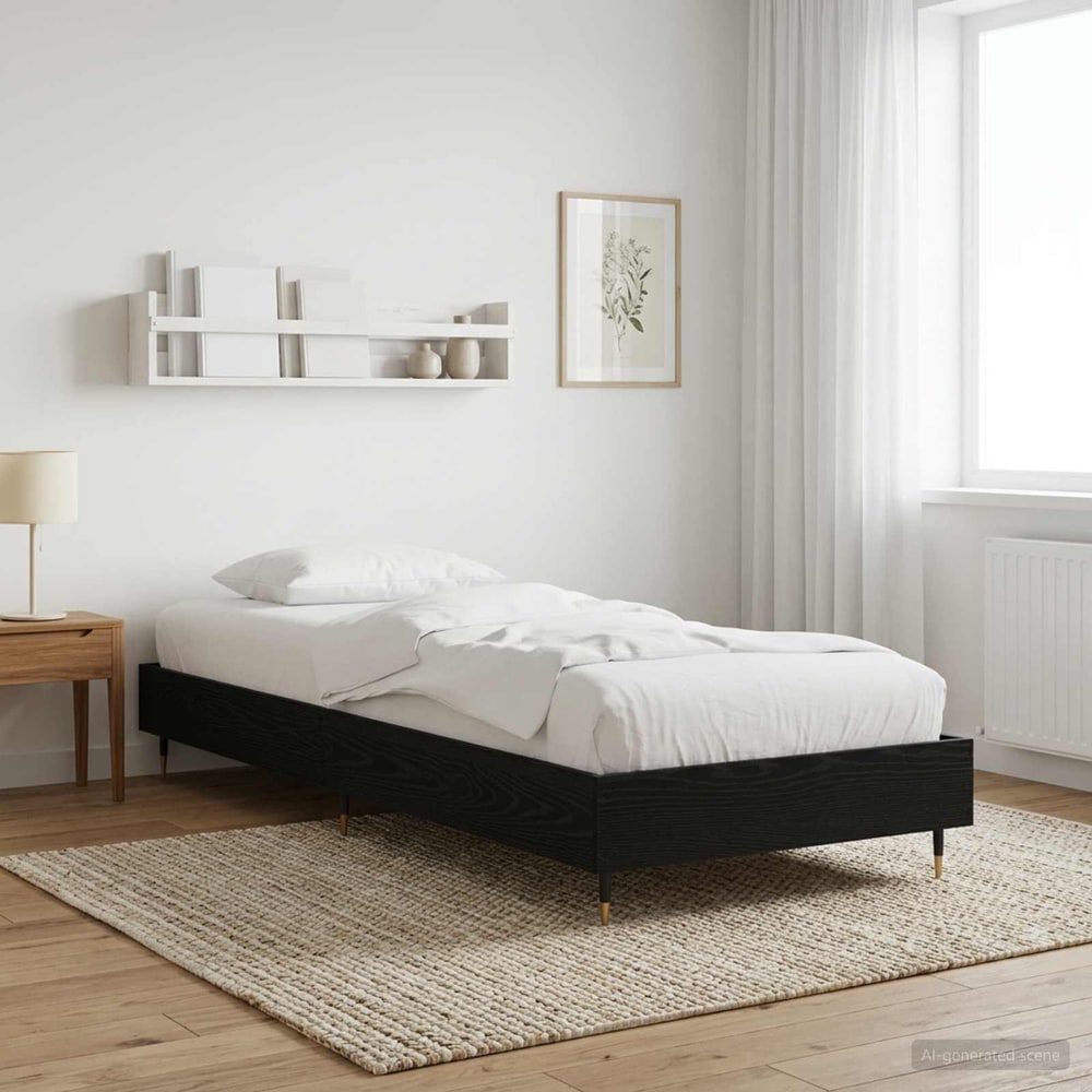 Bed Frame 80 x 200 cm Engineered Wood Black oak