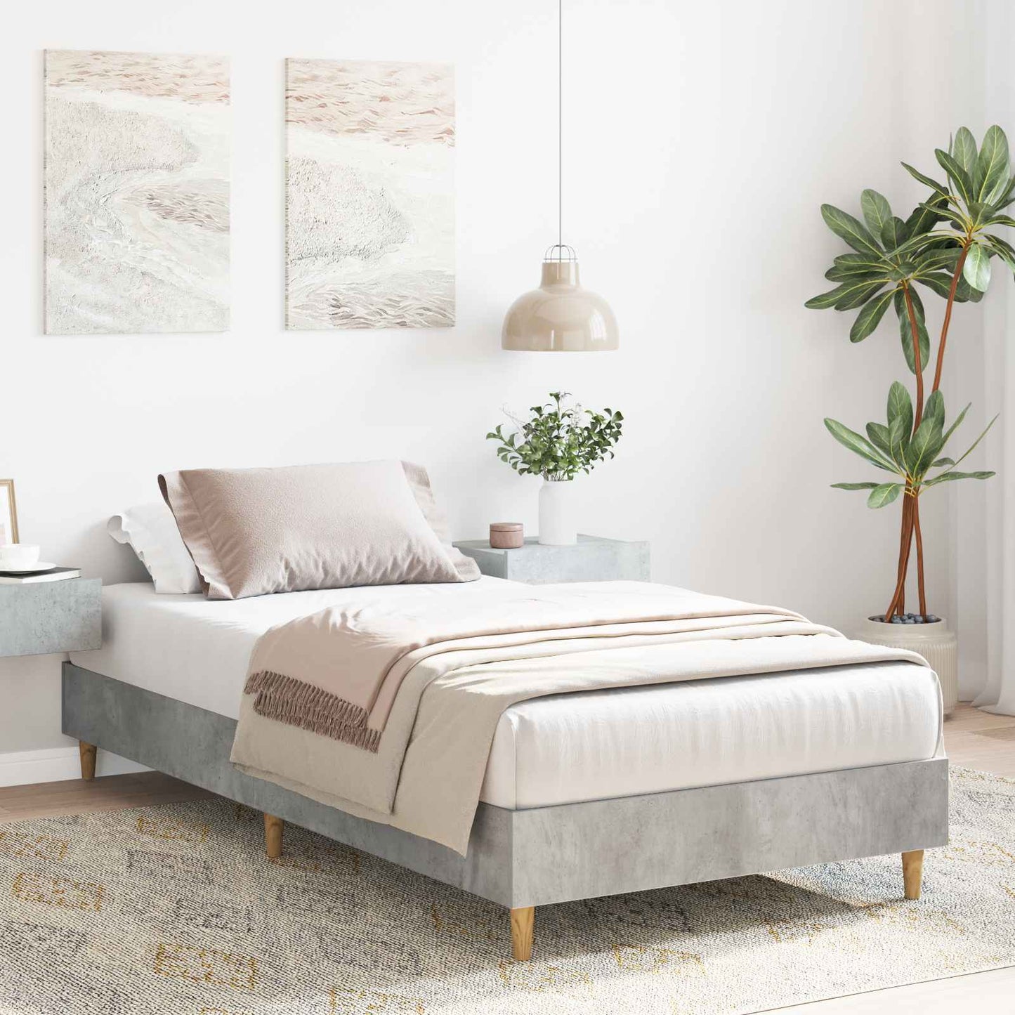 vidaXL Bed Frame Concrete Grey Engineered Wood 1