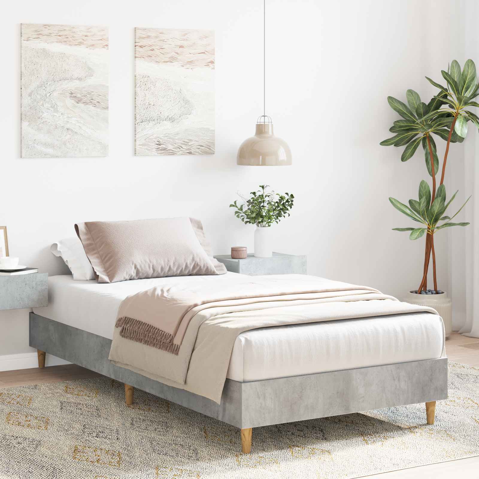 vidaXL Bed Frame Concrete Grey Engineered Wood 1