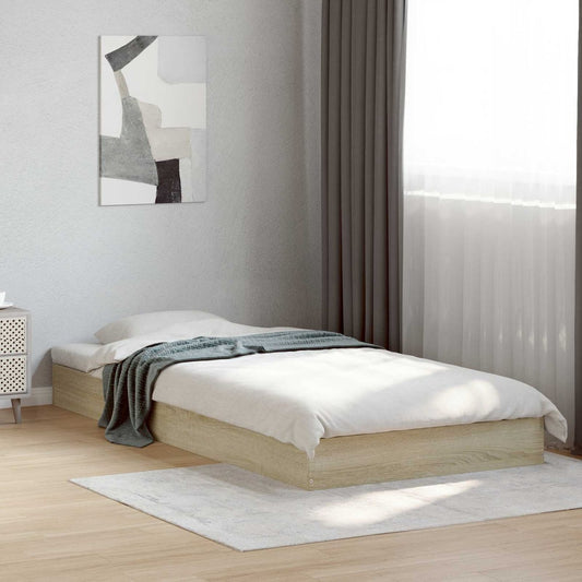 Bed Frame without Mattress Engineered Wood Length 200 cm Height 17 cm Sonoma Oak 80 cm