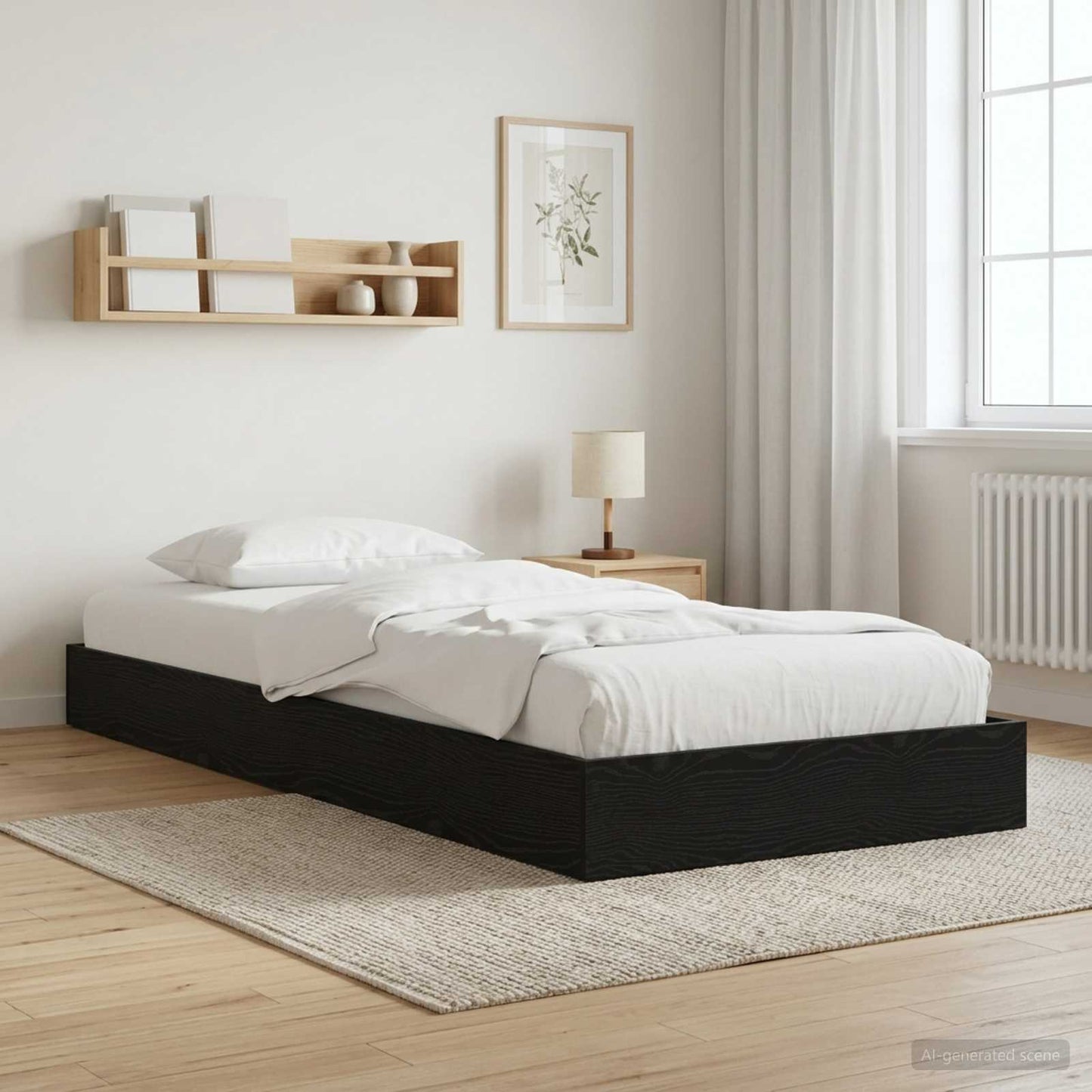 vidaXL Floor Bed Frame Black Oak 80 x 200 cm Engineered Wood 1