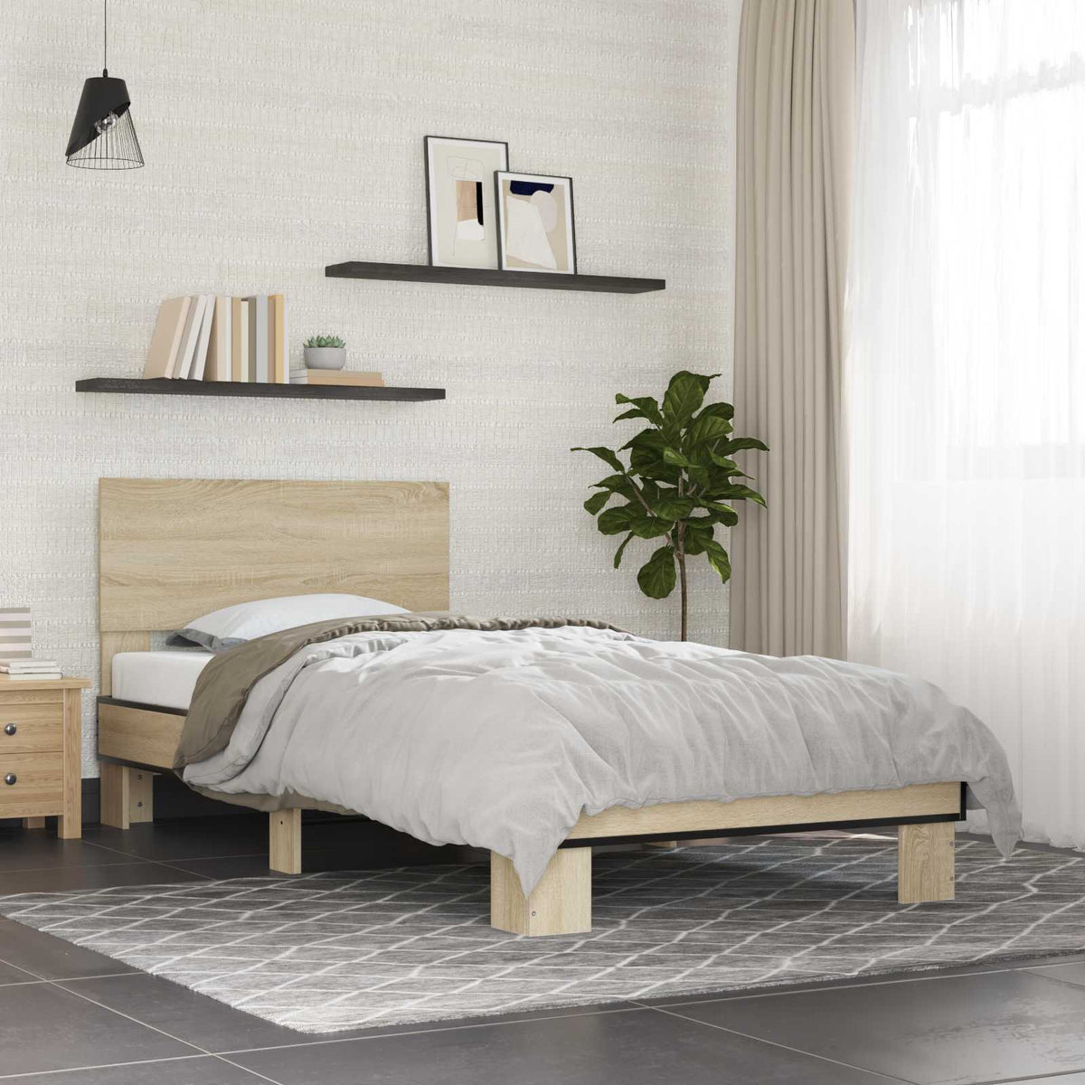 Bed Frame without Mattress Length 200 cm Sonoma oak 80 cm