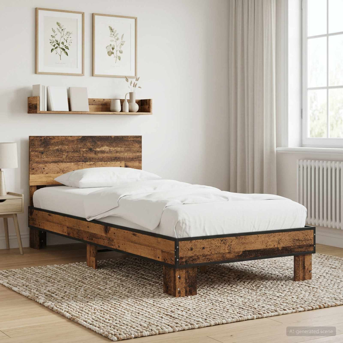 Bed Frame without Mattress Length 200 cm Old wood 80 cm