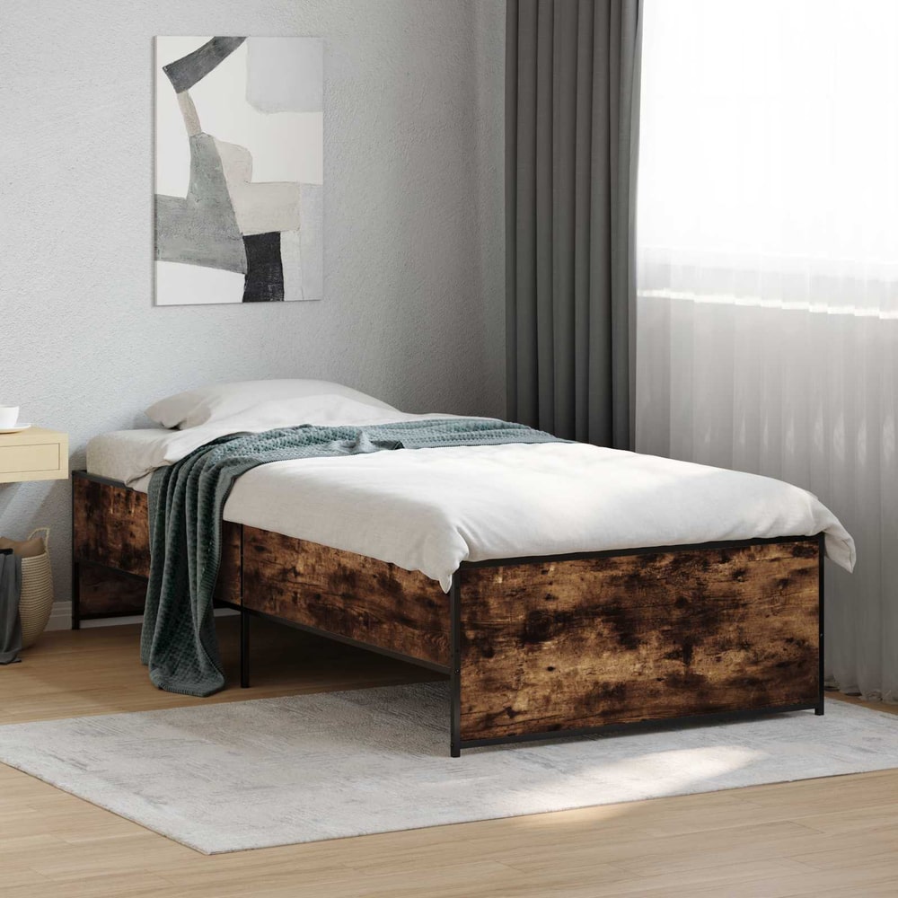 Bed Frame without Mattress Length 200 cm Smoked Oak 80 cm