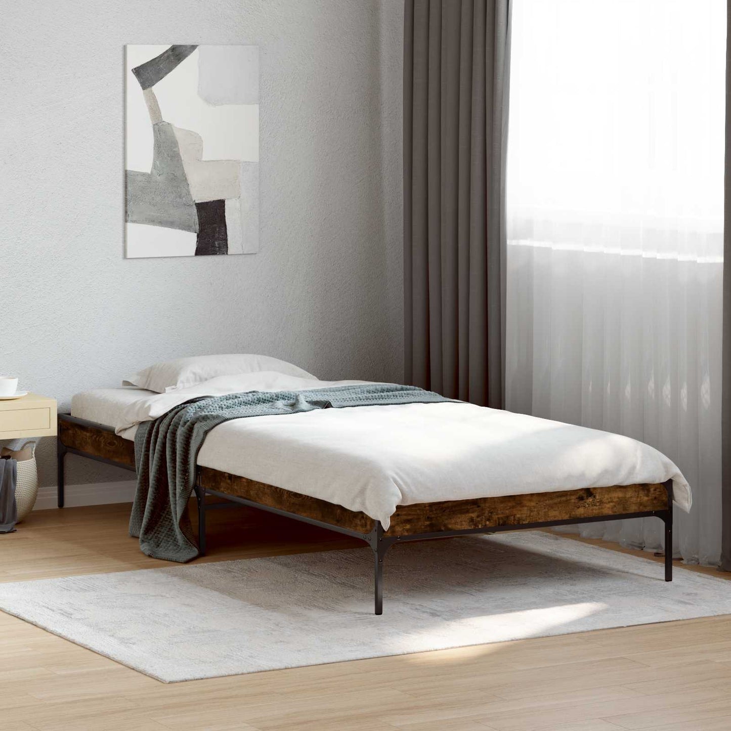 vidaXL Bed Frame Smoke Oak 80 x 200 cm Engineered Wood 1