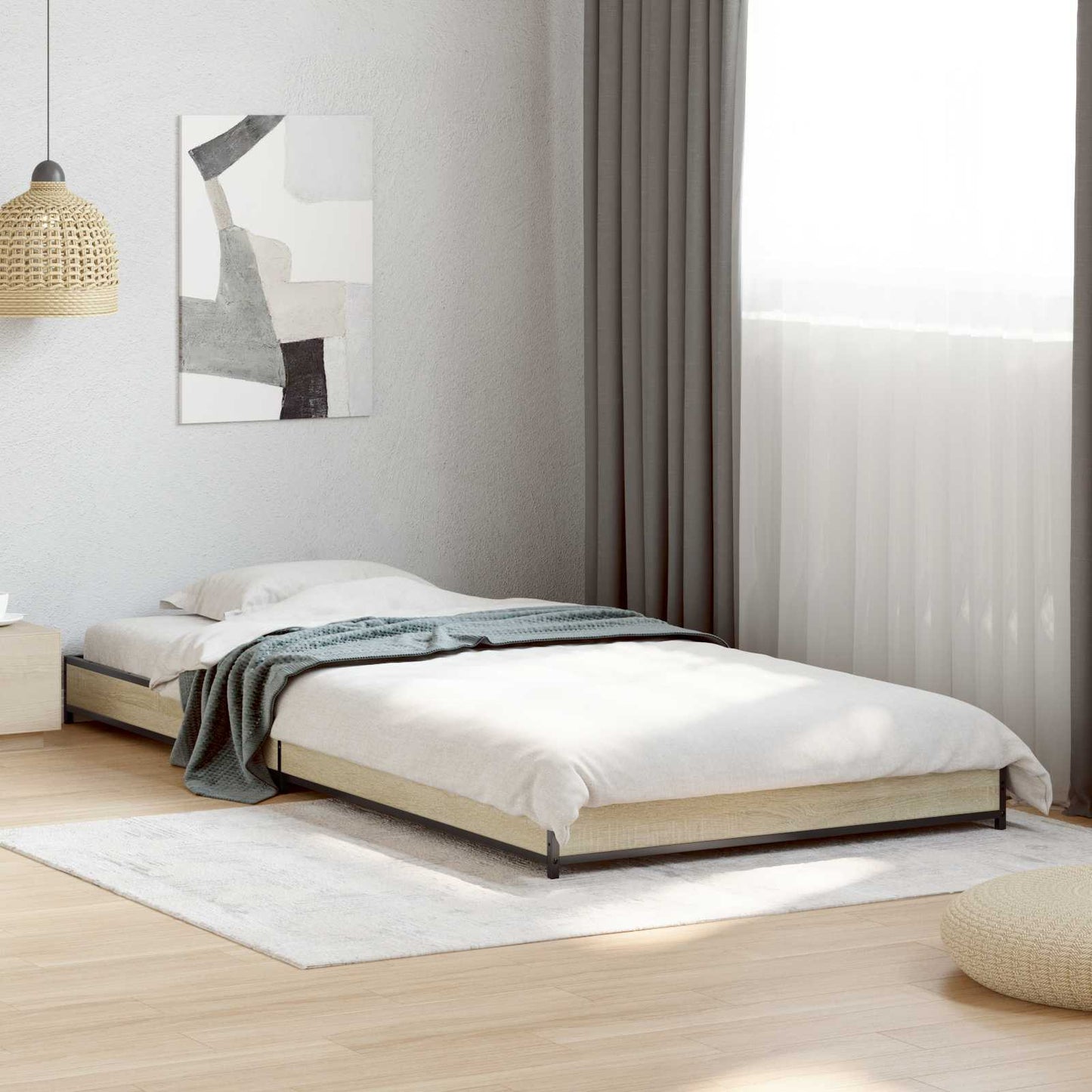 vidaXL Bed Frame Sonoma Oak 80 x 200 cm Engineered Wood 1