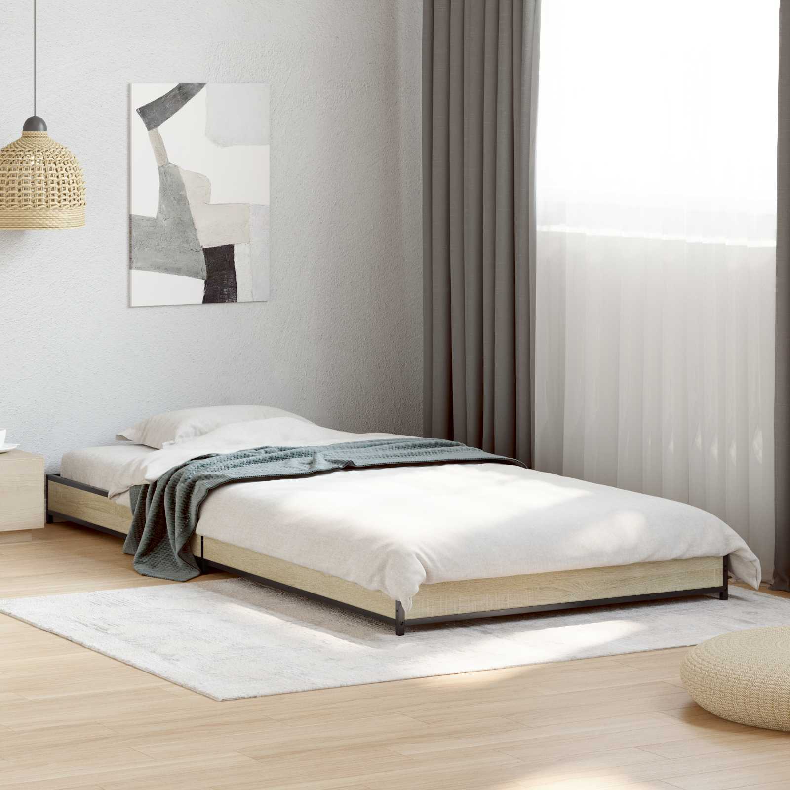 vidaXL Bed Frame Sonoma Oak 80 x 200 cm Engineered Wood 1