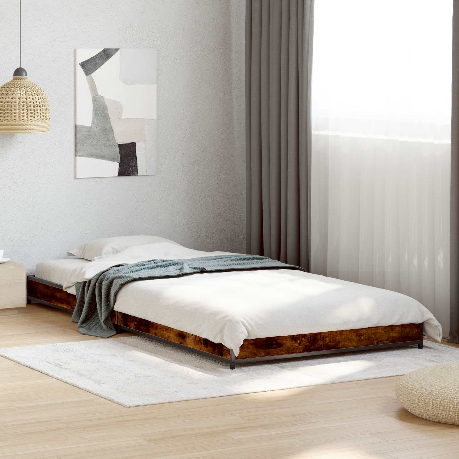 vidaXL Bed Frame Smoked Oak 80 x 200 cm Engineered Wood 1