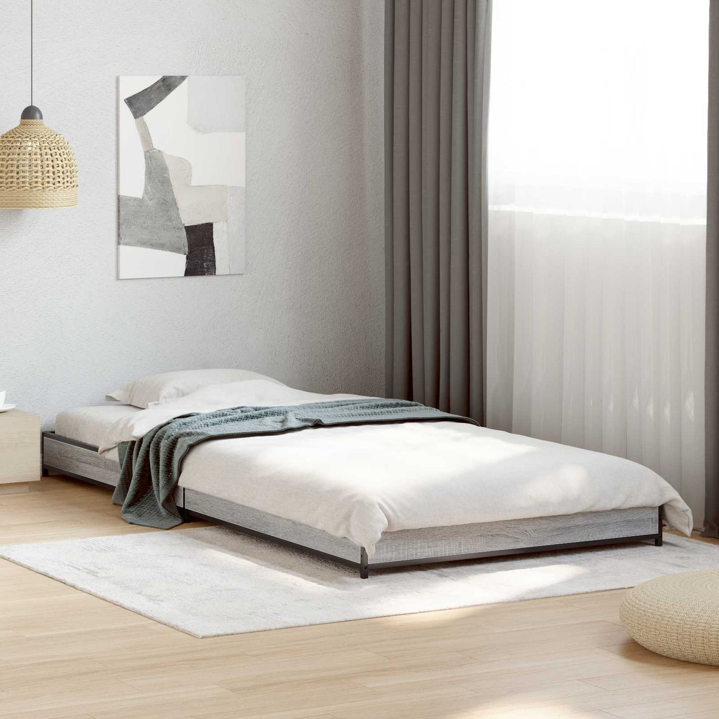 vidaXL Bed Frame Grey Sonoma 80 x 200 cm Engineered Wood 1