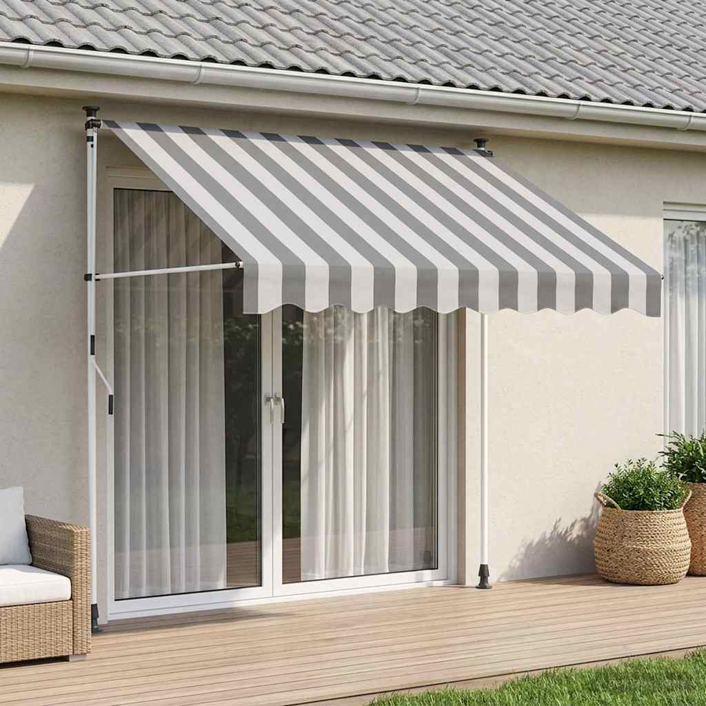 vidaXL Manual Retractable Awning White Frame Width 300 cm