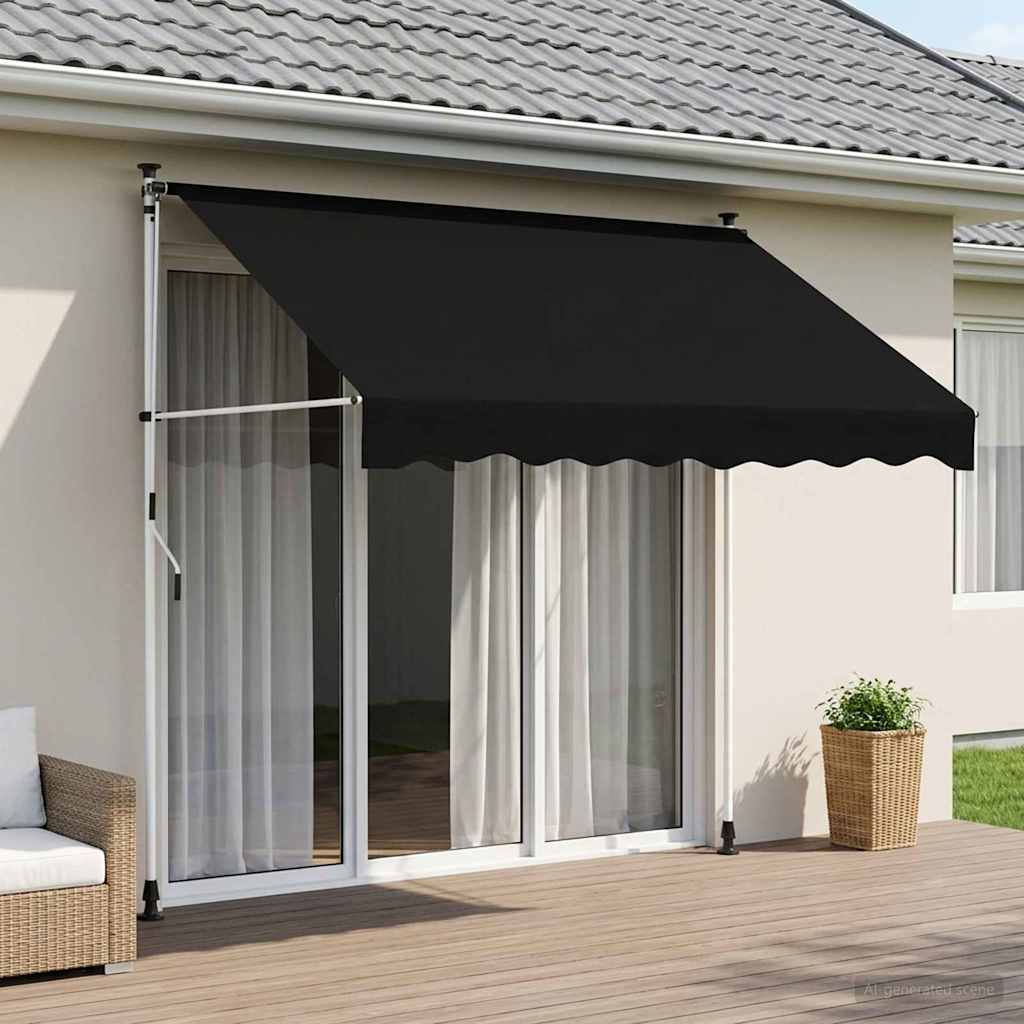 vidaXL Manual Retractable Awning Black 100 cm 1