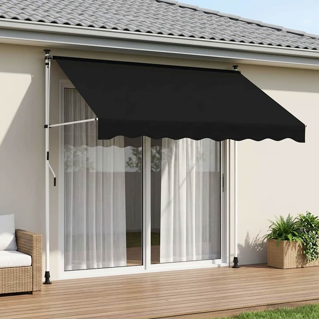 Manual Retractable Awning White frame Width 300 cm Black