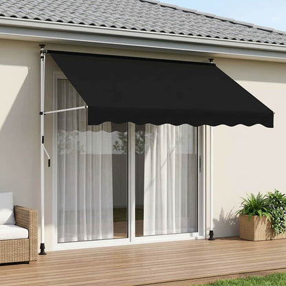 Manual Retractable Awning White frame Width 300 cm Black