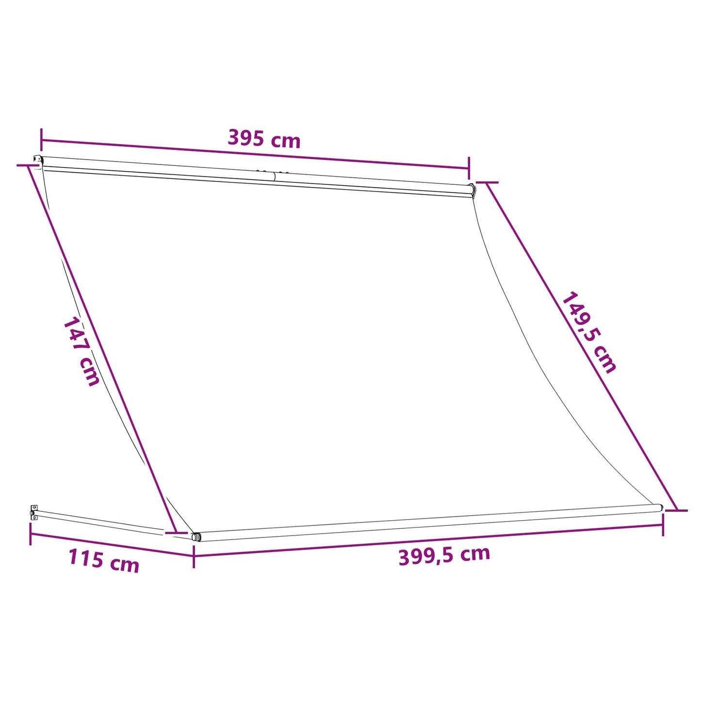vidaXL Awning Anthracite and White 400 x 150 cm 6