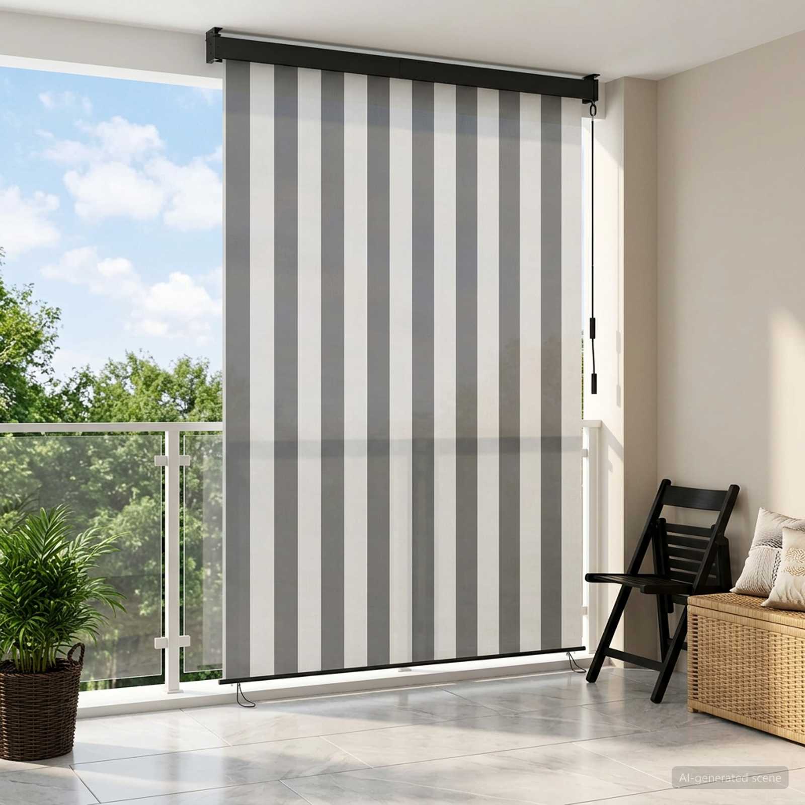 vidaXL Roller Blind Anthracite and White 60 x 250 cm 1