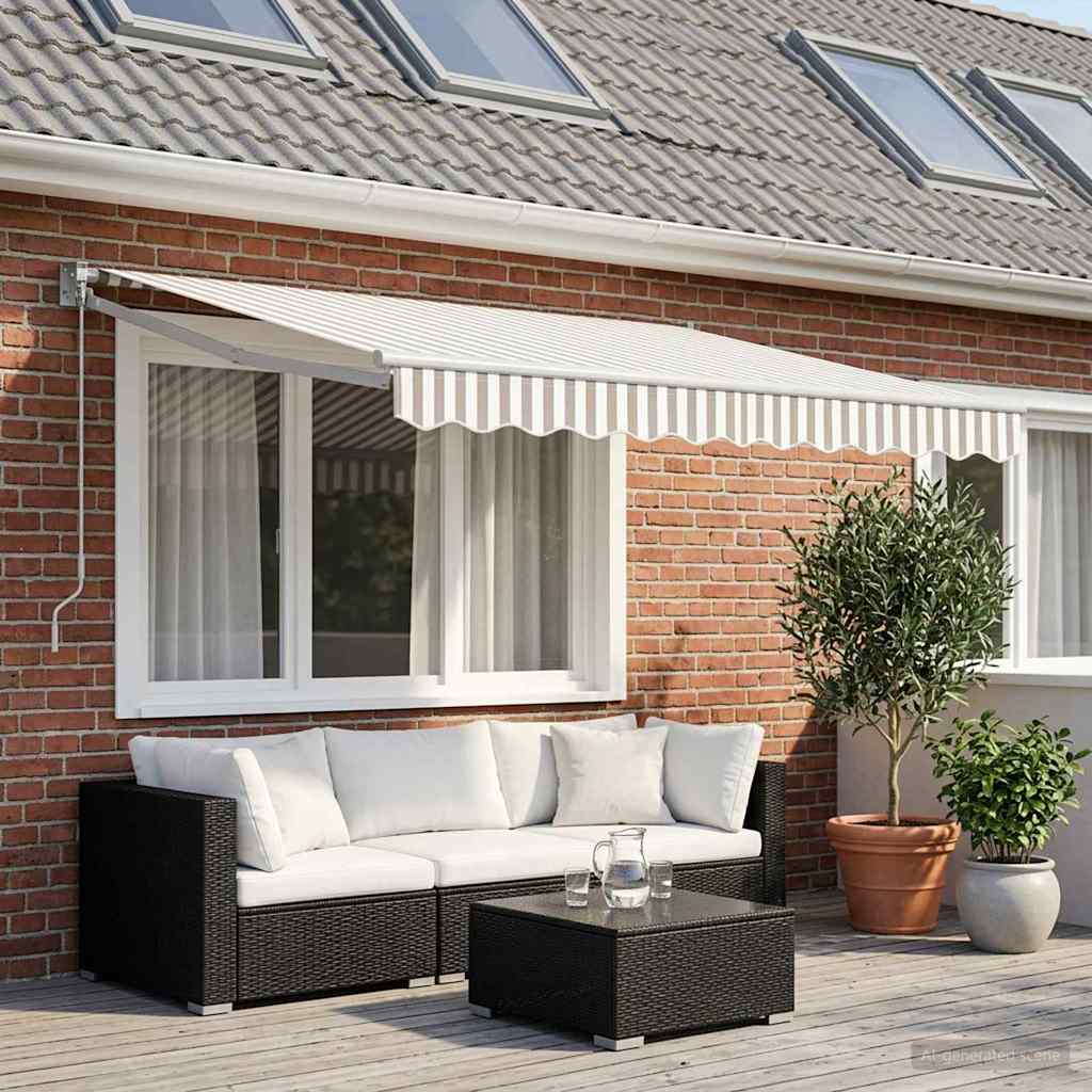 vidaXL Awning Canopy Replacement for 3.5x2 m Light Grey&White Stripe 1
