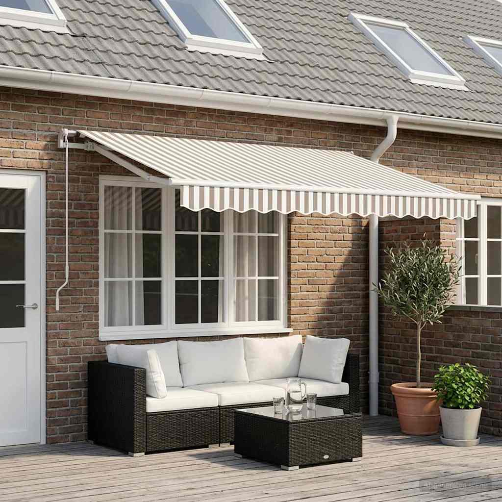 vidaXL Awning Canopy Replacement for 4x3 m Light Grey&White Stripe 1