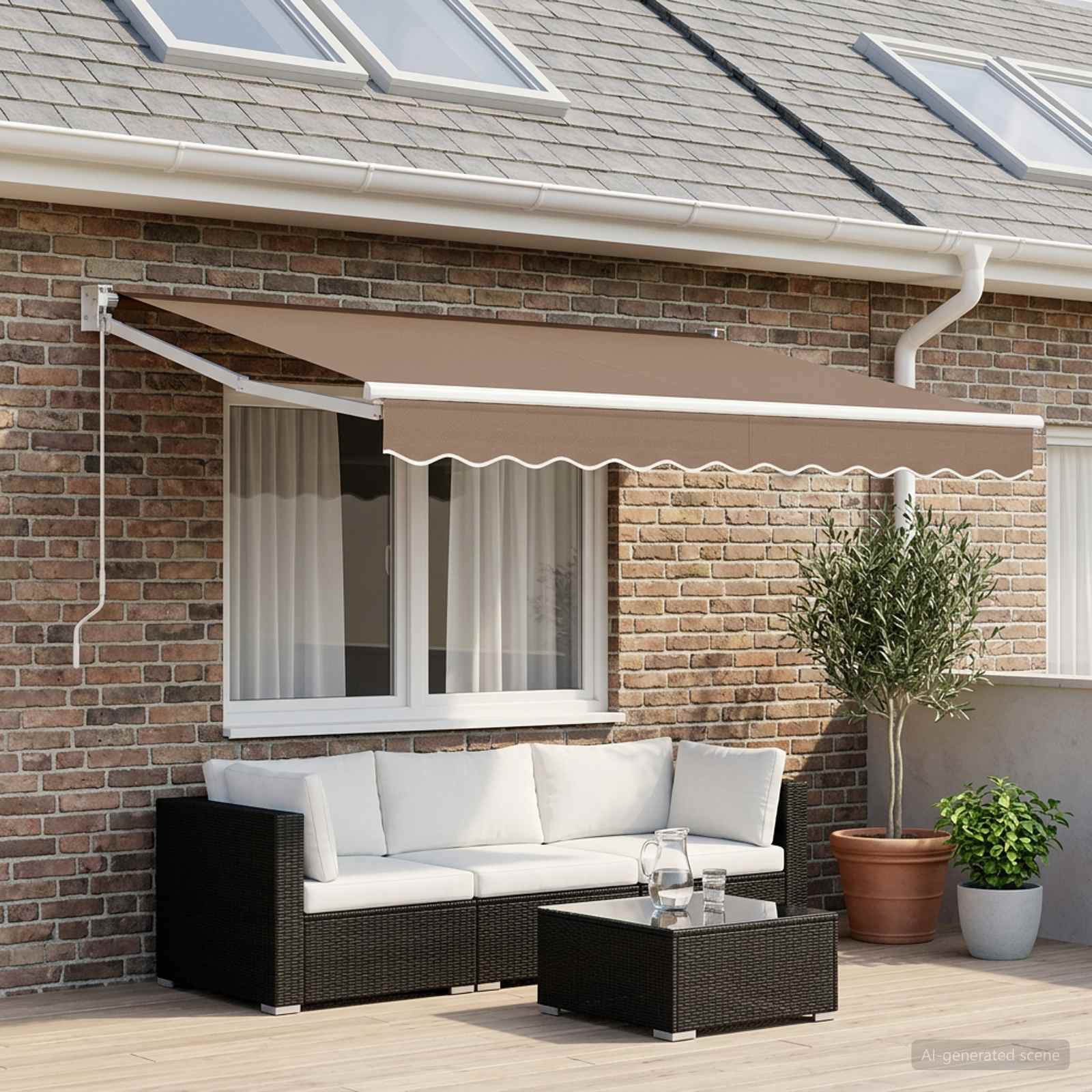 vidaXL Awning Canopy Replacement for 4x3 m Taupe Polyester 1