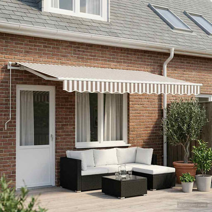 vidaXL Awning Canopy Replacement for 4x3.5 m Light Grey&White Stripe 1