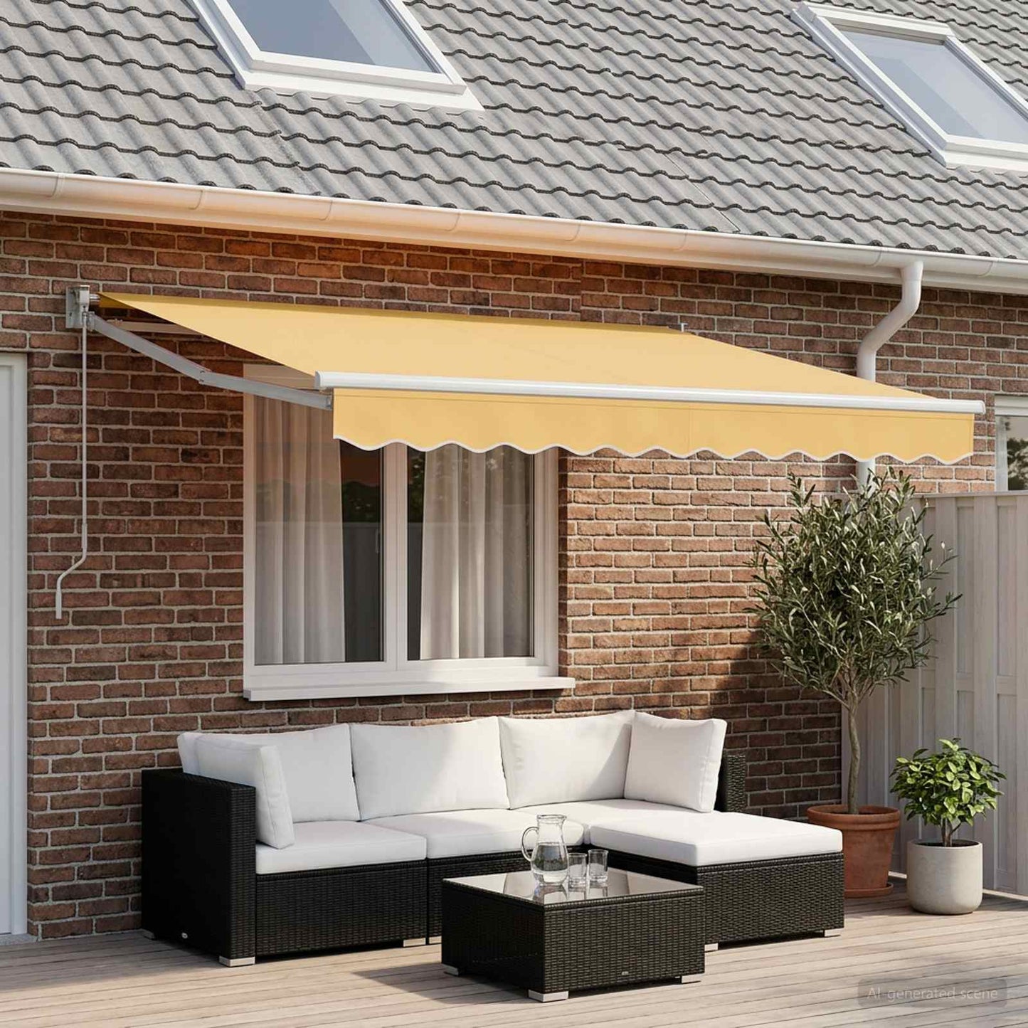 vidaXL Awning Canopy Replacement for 4x3.5 m Sand Polyester 1