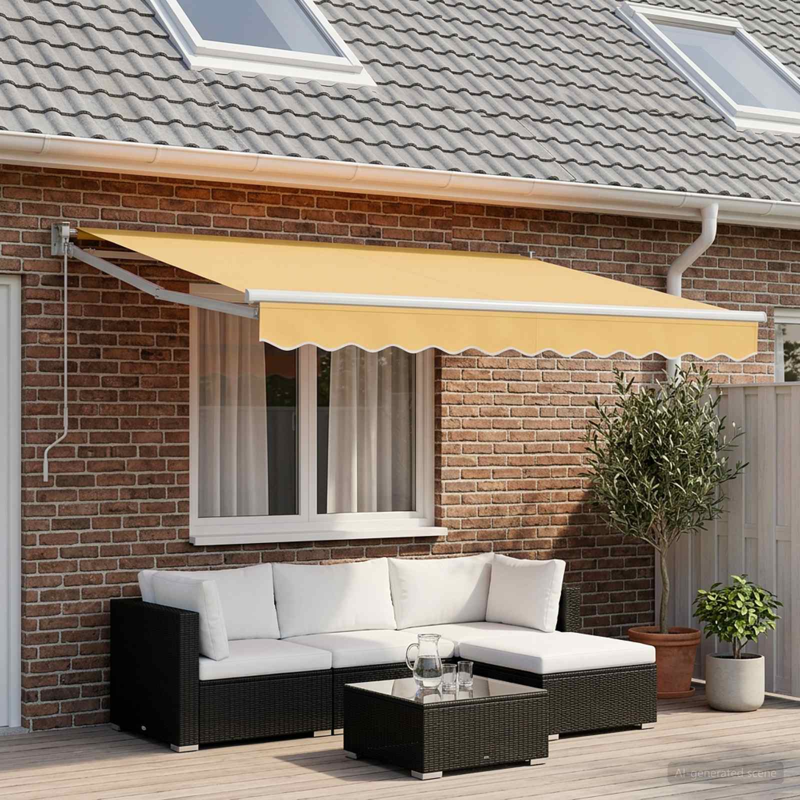 vidaXL Awning Canopy Replacement for 4x3.5 m Sand Polyester 1
