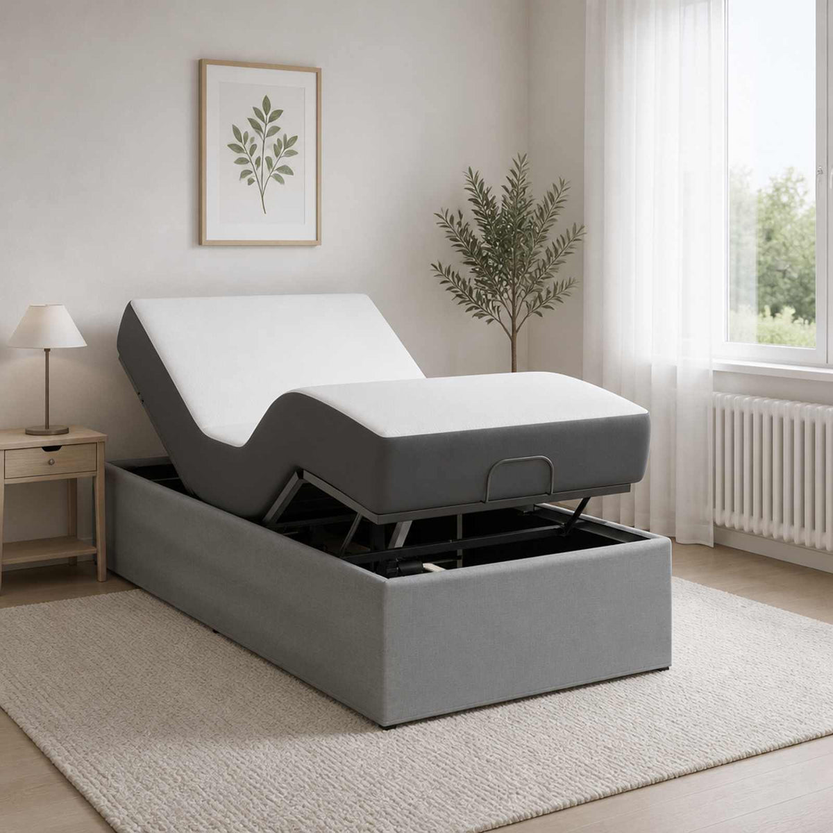 Electric Adjustable Bed Frame Steel Light grey
