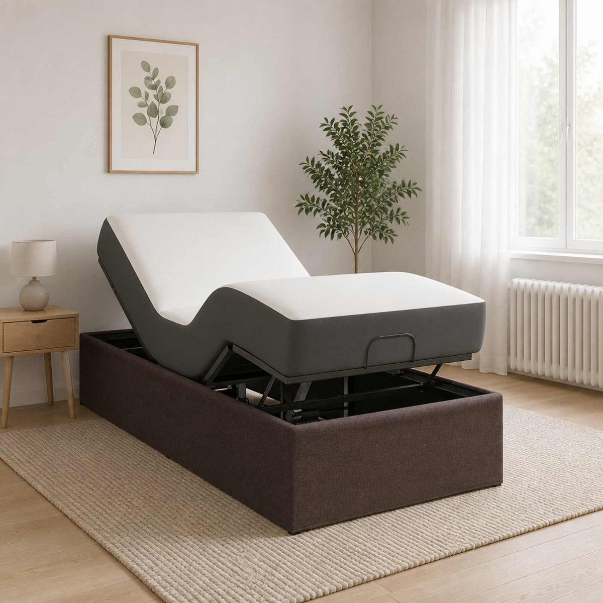 Electric Adjustable Bed Frame Steel Dark brown