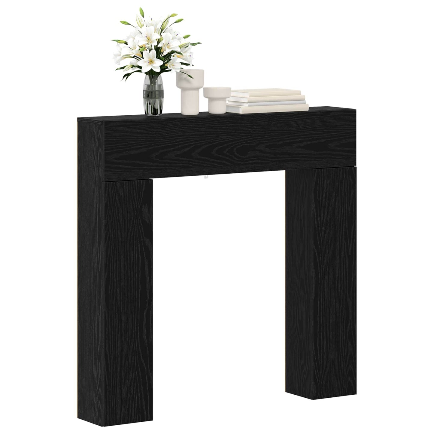 vidaXL Fireplace Surround Black Oak 102 x 18 x 100.5 cm 3