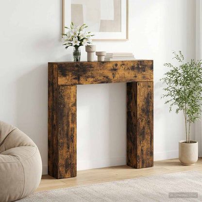 vidaXL Fireplace Surround Smoked Oak 102 x 18 x 100.5 cm 1